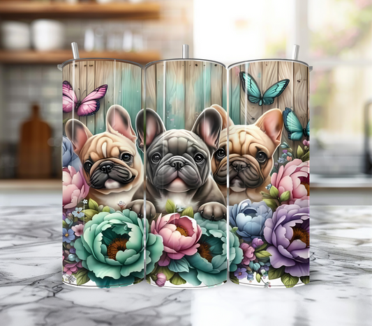 20 oz Frenchies and Floral Tumbler