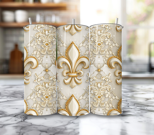 20 Oz Lace Fleur De Lis Tumbler