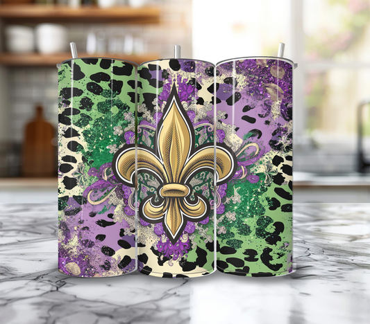 20 Oz Leopard Print Fleur De Lis Tumbler