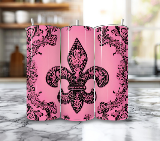 20Oz Pink Fleur De Lis Tumbler