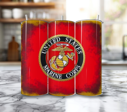 20 Oz Marine Distressed Red Tumbler