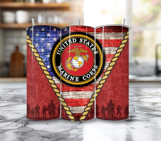 20 Oz Marine Red W/Flag  Tumbler