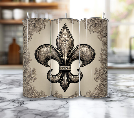 20 Oz Vintage style Fleur De Lis Tumbler